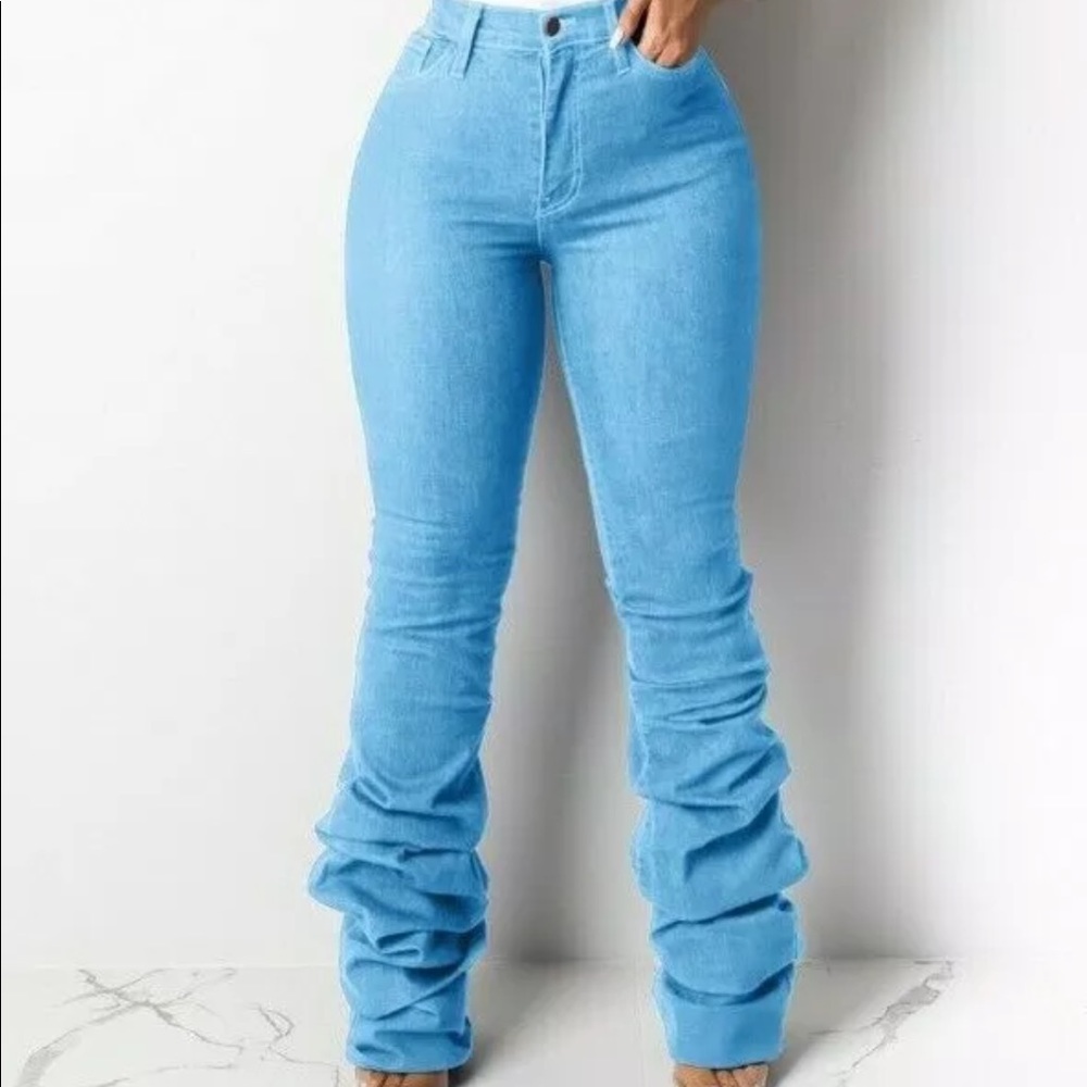 Light Blue Stacked Denim Jeans